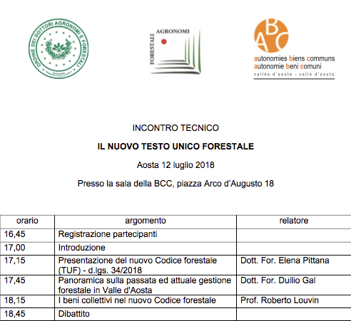 TU in materia di foreste e filiere forestali: un seminario di approfondimento ad Aosta
