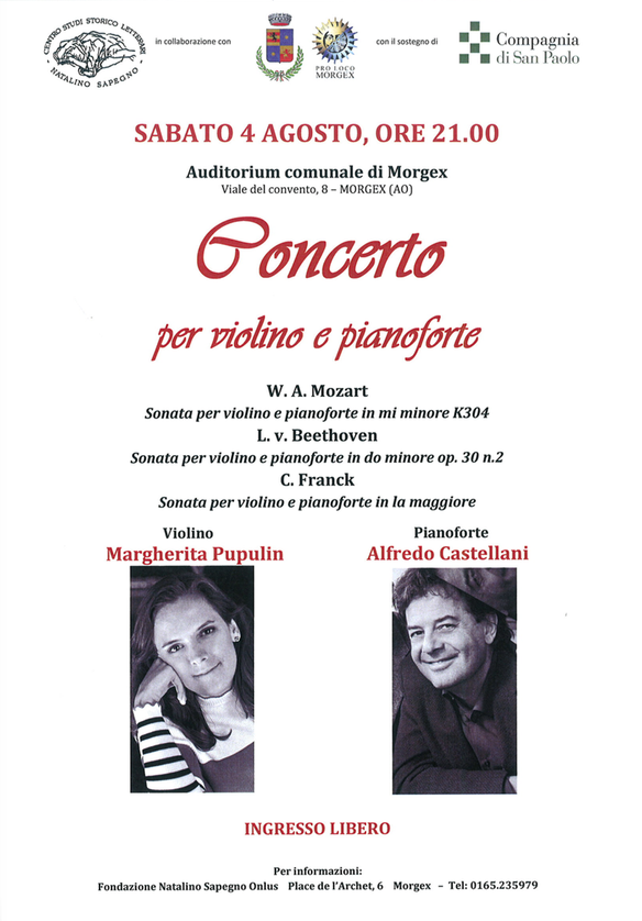 A Morgex, un concerto per violino e pianoforte