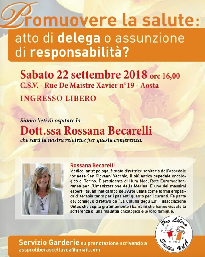 Promuovere la salute, una conferenza con Rossana Becarelli
