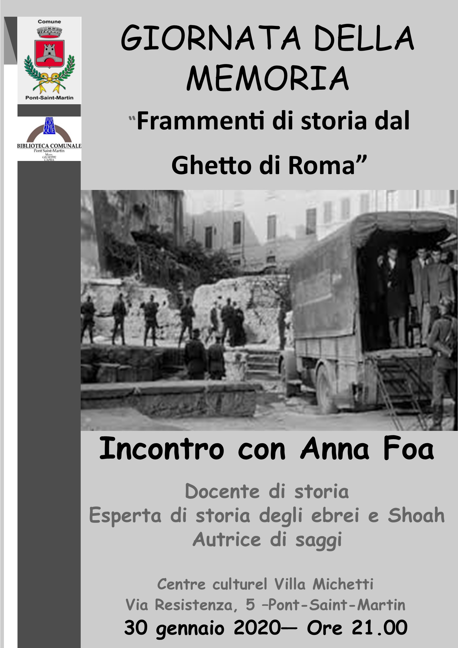 Foa racconta il Ghetto di Roma a Pont-St-Martin