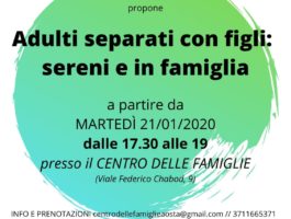 Progetto Adulti separati con figli: gli incontri dal 21 gennaio 2020