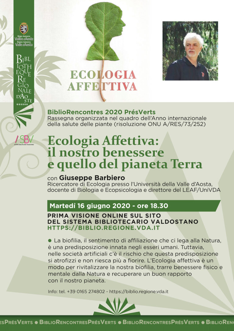 Giuseppe Barbiero parla di ecologia affettiva
