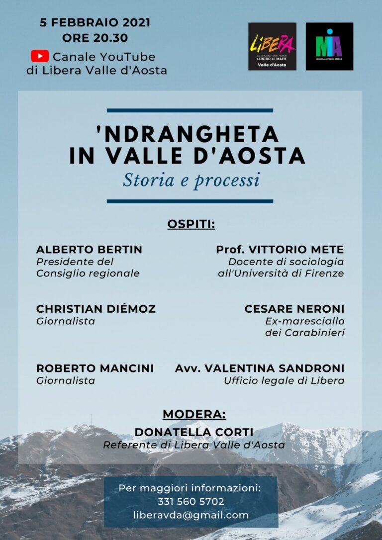 Un incontro sull'ndrangheta in Valle d'Aosta