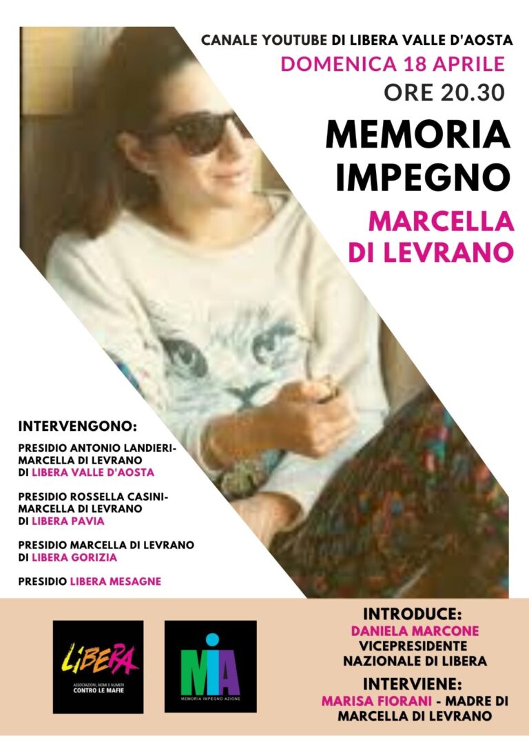 Libera VdA organizza una serata in memoria di Marcella Di Levrano