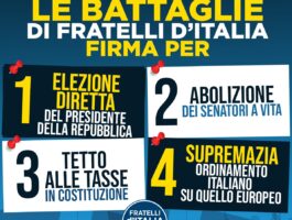 Fratelli d\'Italia: raccolta firme per quattro proposte di legge