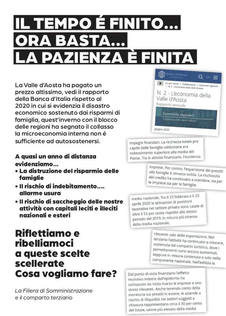 Filiera somministrazione VdA: distribuisce volantini