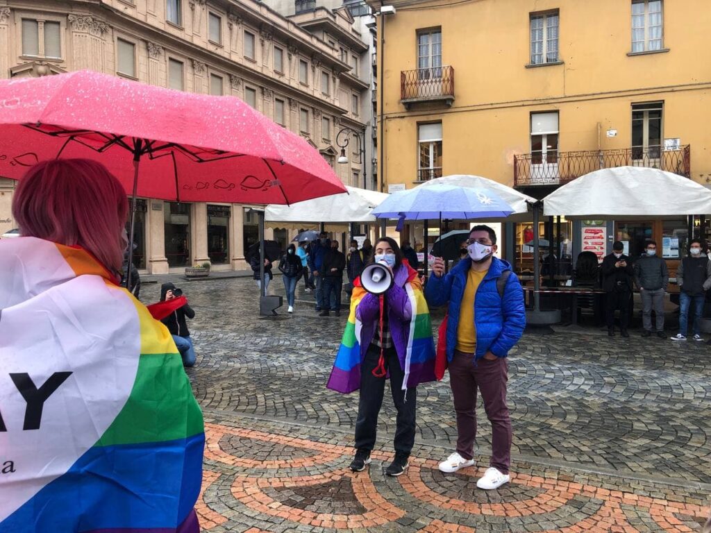 La manifestazione, in piazza Chanoux ad Aosta, di sabato 15 maggio 2021 a sostegno del ddl Zan