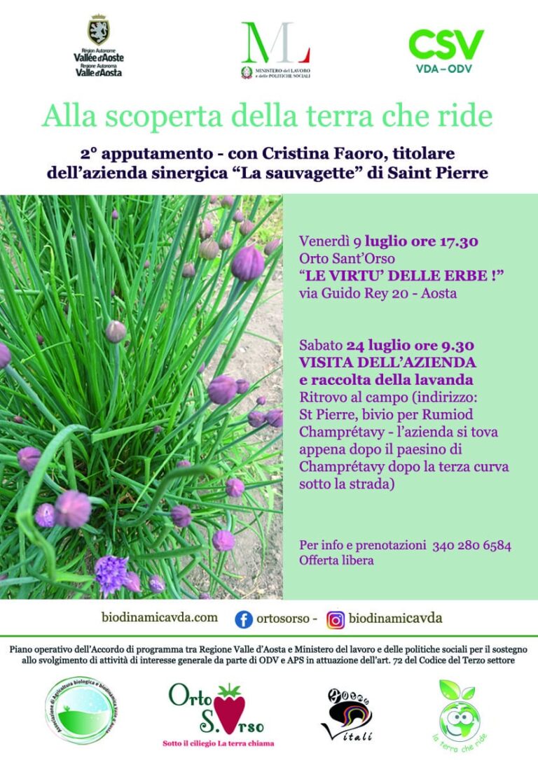 Agricoltura biologica e biodinamica VdA: 2 incontri sulle erbe