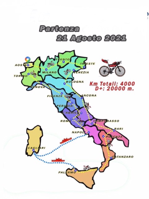 4000 km, 21 capoluoghi italiani, 21 giorni circa: l'impresa di due ciclisti valdostani