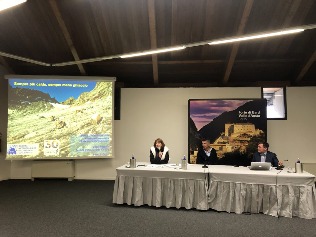 La conferenza su come sono cambiati i ghiacciai?, svoltasi al Forte di Bard, il 17 ottobre 2021