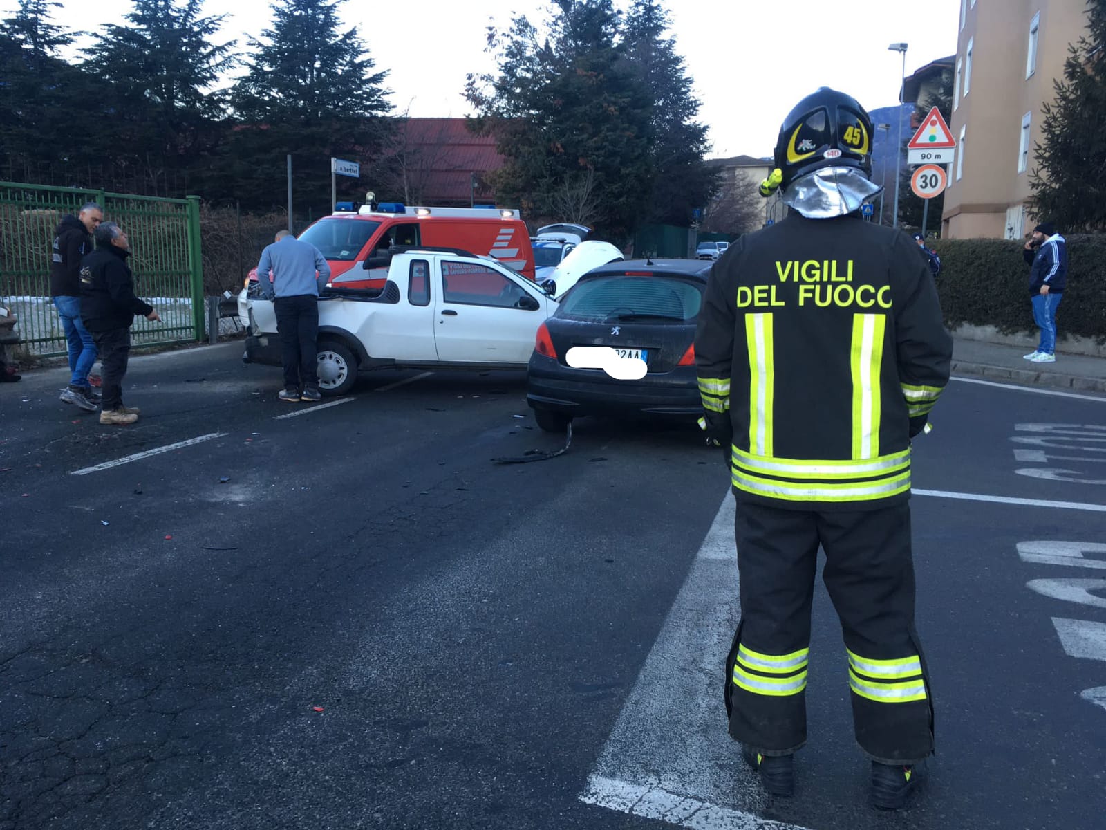 Incidente stradale in via Aimé Berthet ad Aosta