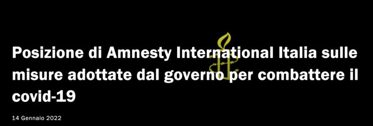 Amnesty international: sul covid un monito all'Italia che vale anche per la Valle d'Aosta