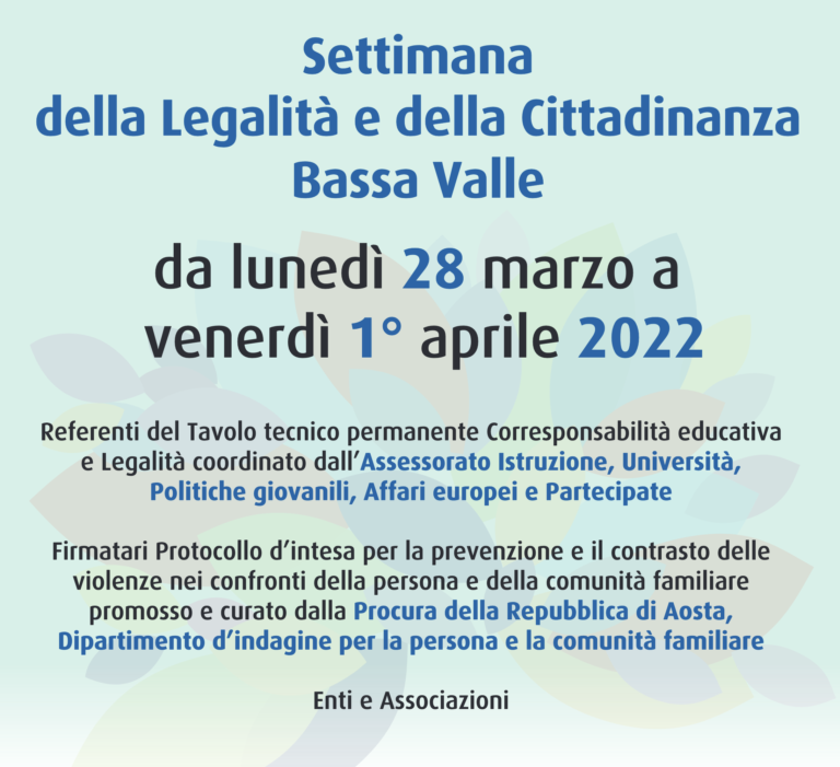 Settimana della legalità in Bassa Valle 2022