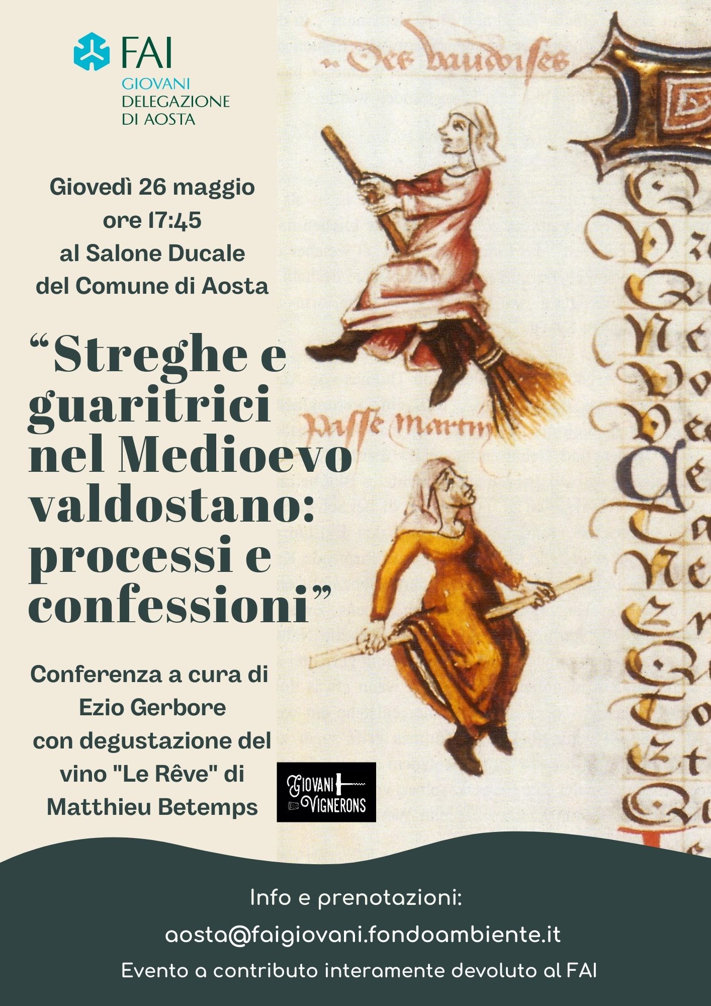 Una conferenza sulle streghe nel Medioevo in VdA con il Fai Giovani Aosta