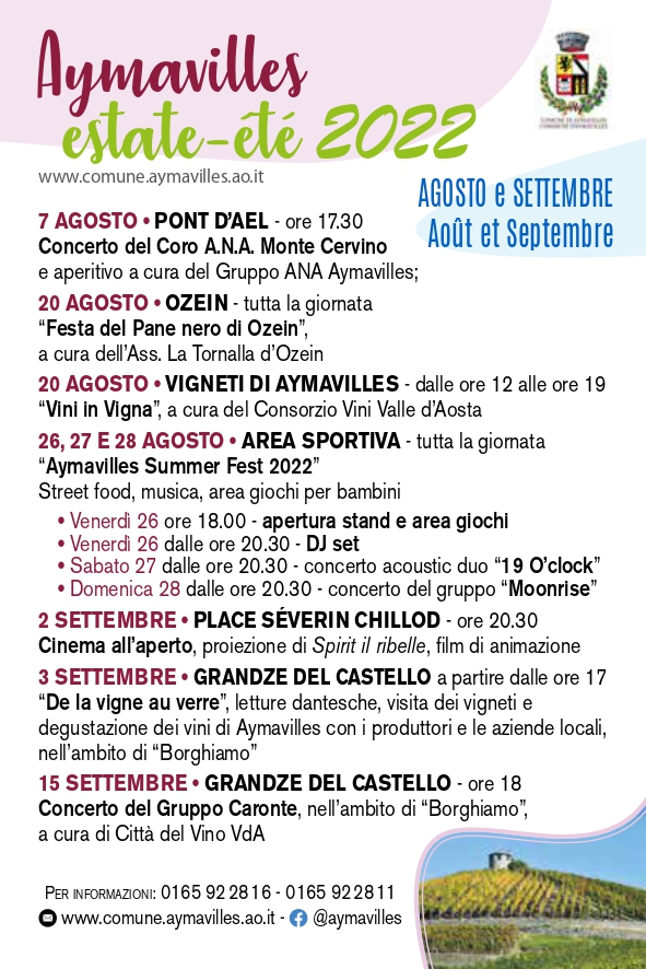 Eventi Aymavilles Agosto 2022