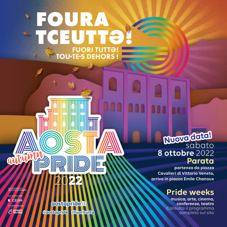 Aosta Pride posticipato all'8 ottobre 2022