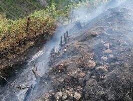 Aosta: incendio di sterpaglie in collina