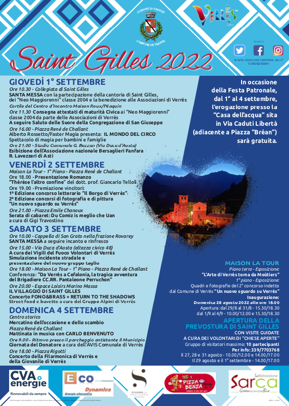 Festa patronale 2022 di Saint-Gilles a Verrès