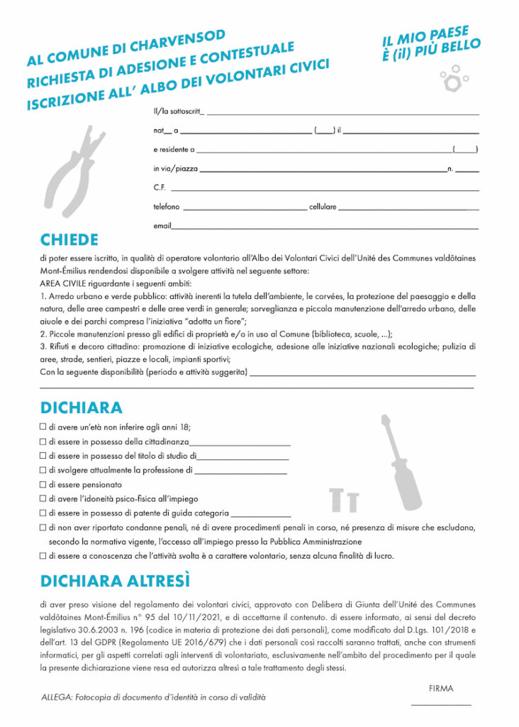 modulo di adesione progetto il mio paese è il più bello