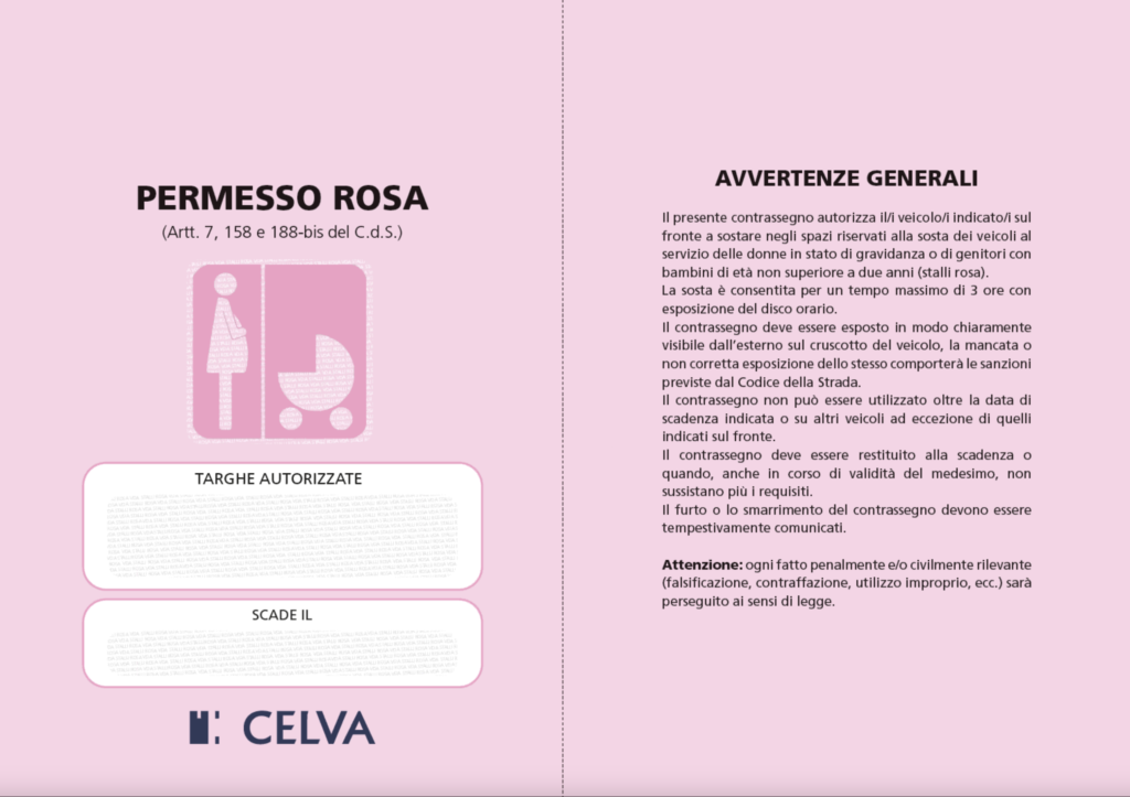 permesso rosa stalli rosa tagliando
