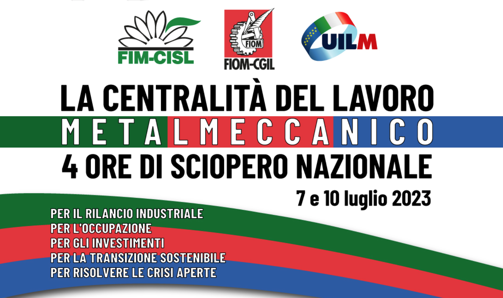 Lavoro: sciopero di 4 ore per il settore metalmeccanico