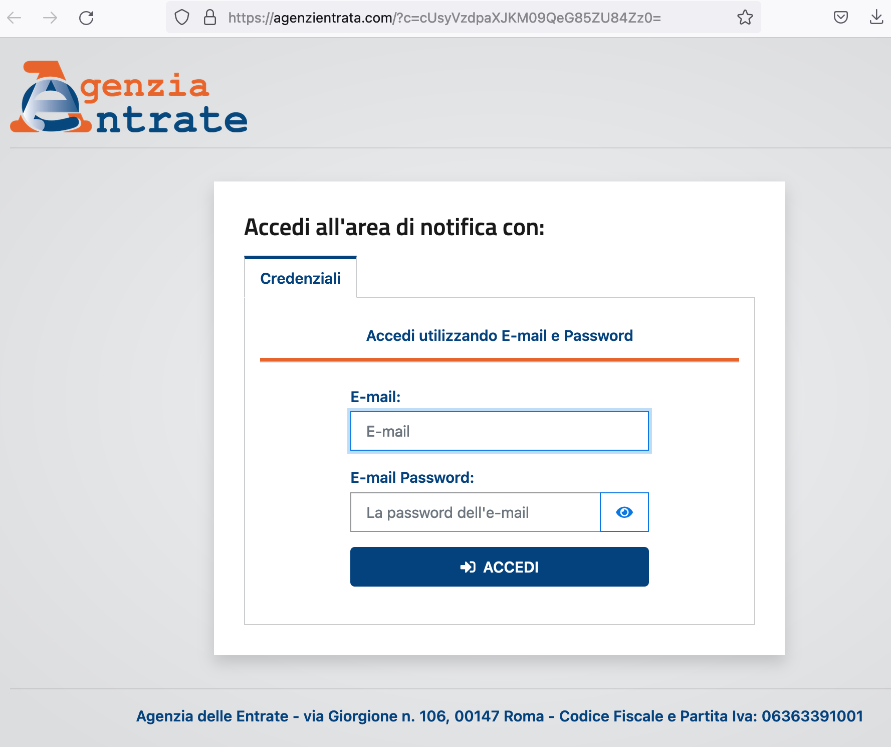 Tentato furto di identità digitale
