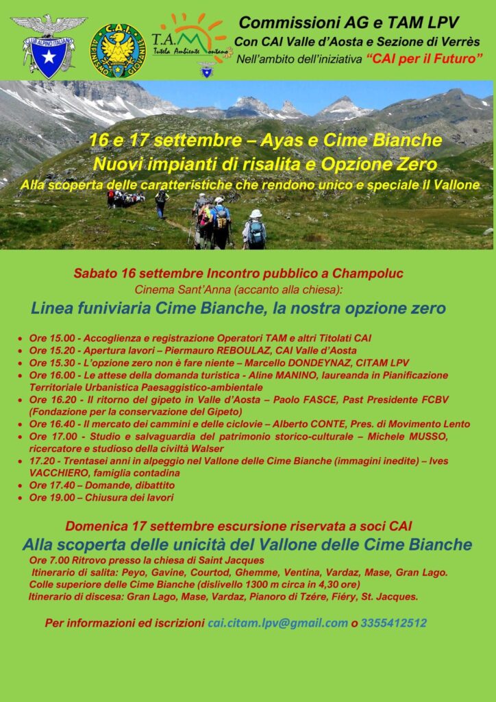 programma eventi cime bianche 16 se 17 settembre 2023
