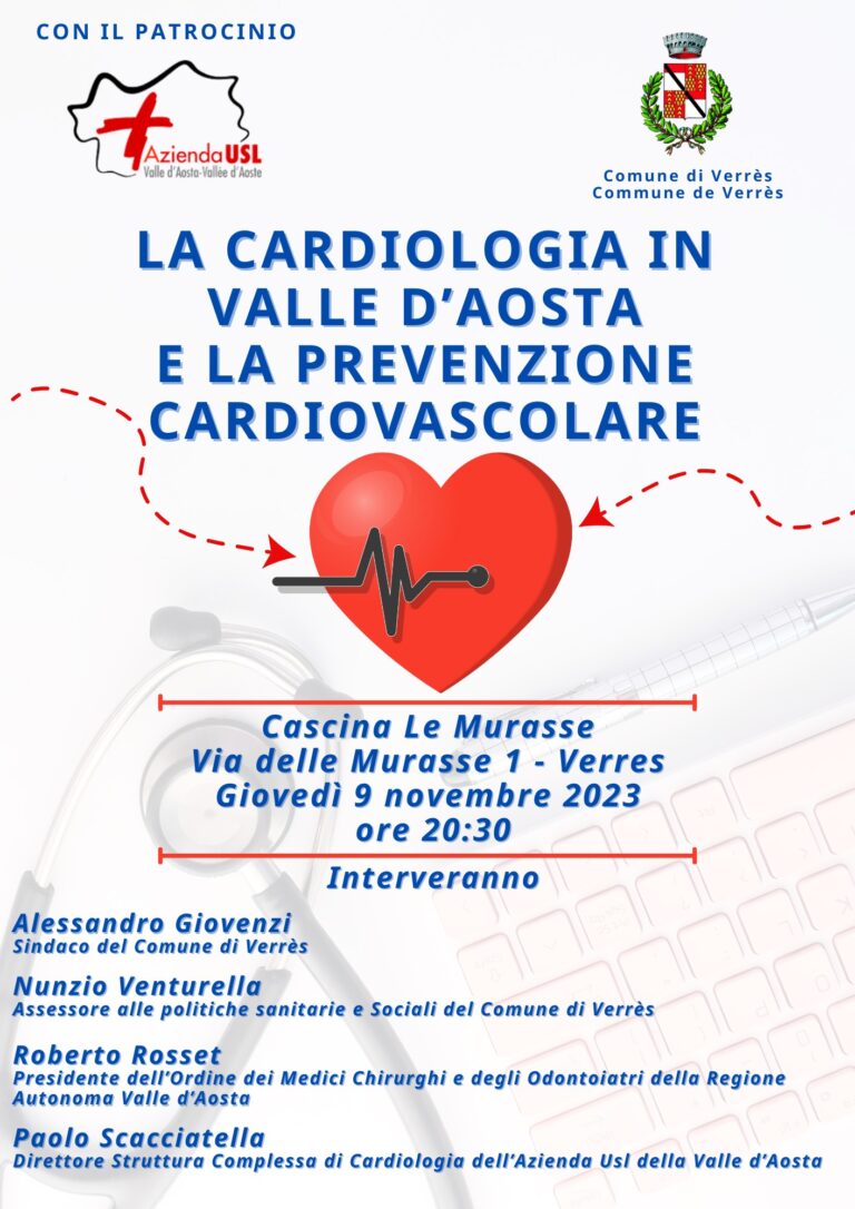 A Verrès, una serata sul La cardiologia in Valle d'Aosta e la prevenzione cardiovascolare