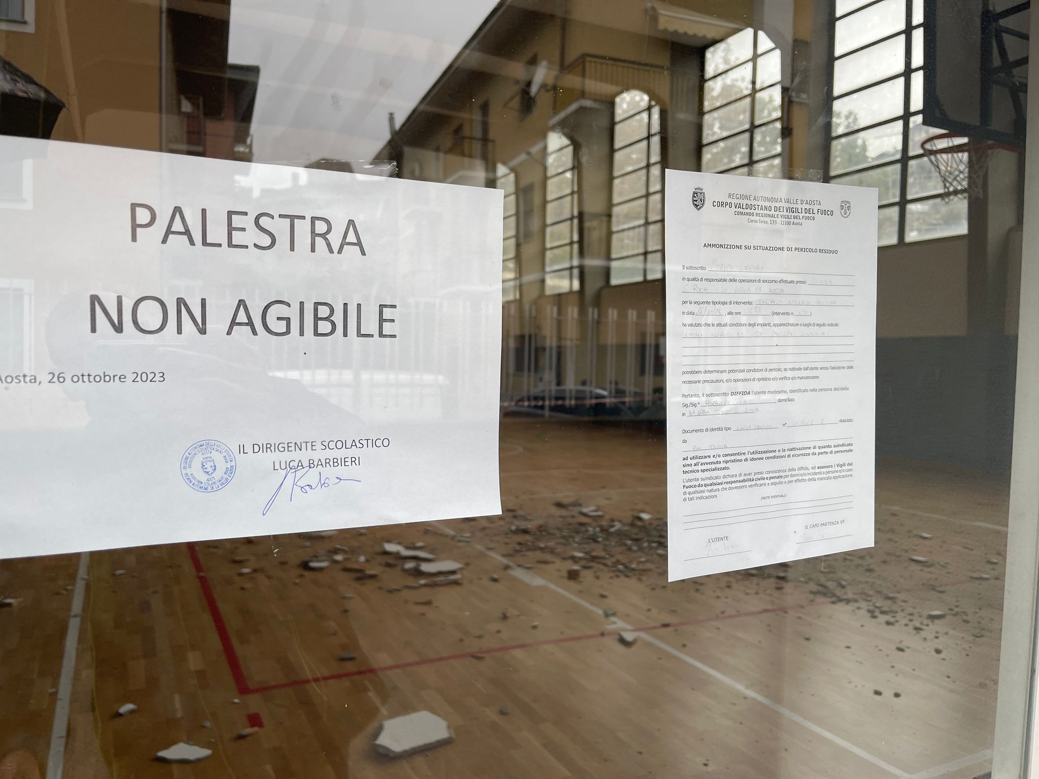 Aosta: inagibile la palestra della scuola Saint-Roch