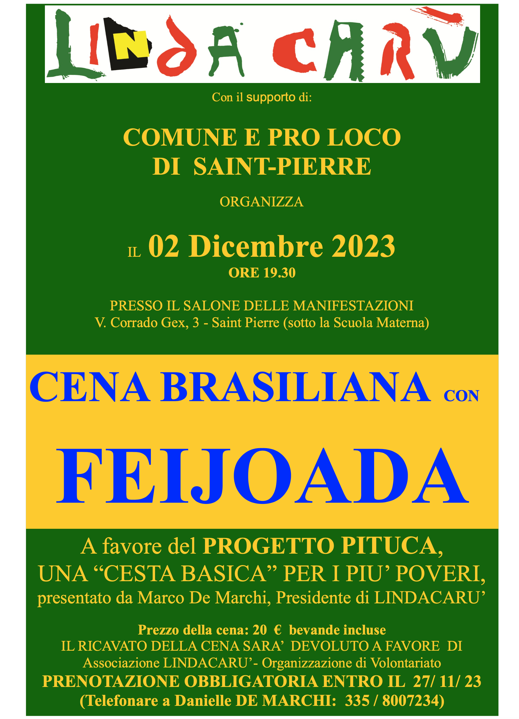 A Saint-Pierre, una cena brasiliana per beneficienza