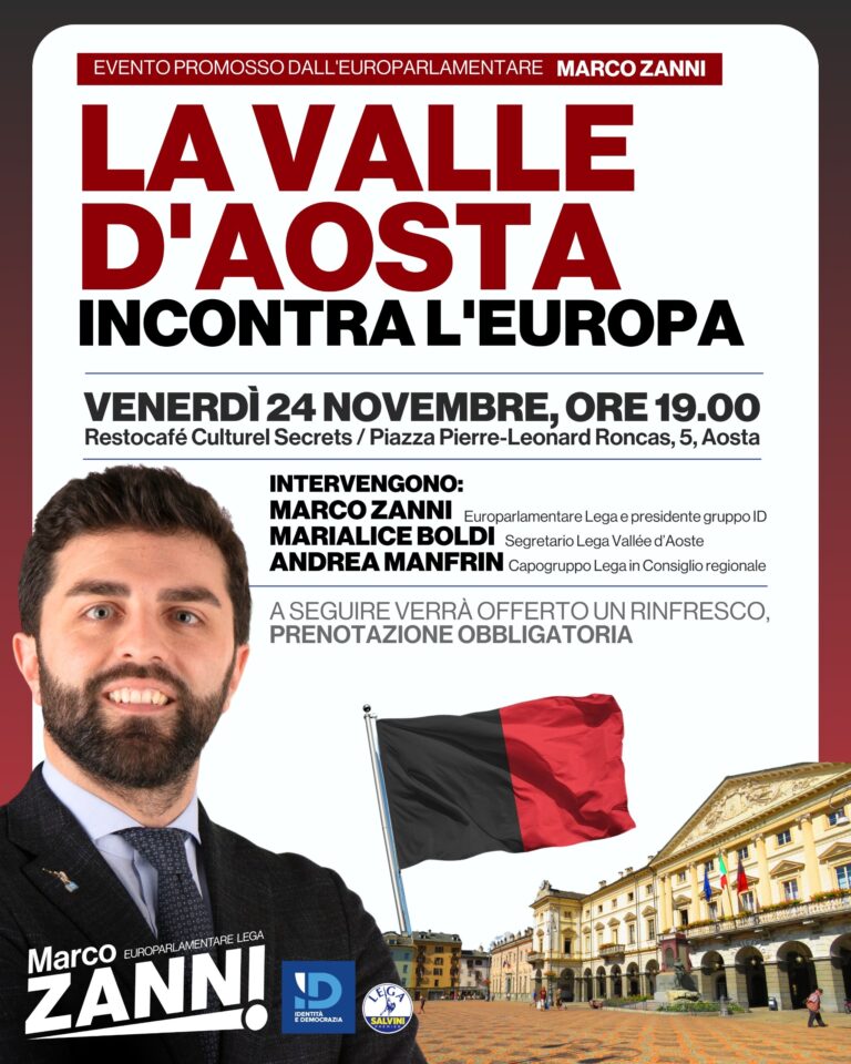 Lega: l’europarlamentare Marco Zanni in visita ad Aosta