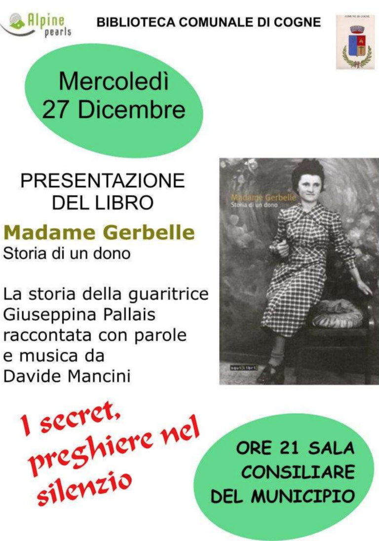 A Cogne, la presentazione del libro "Madame Gerbelle, storia di un dono"