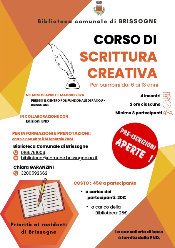 Brissogne corso di scrittura creativa per bambini