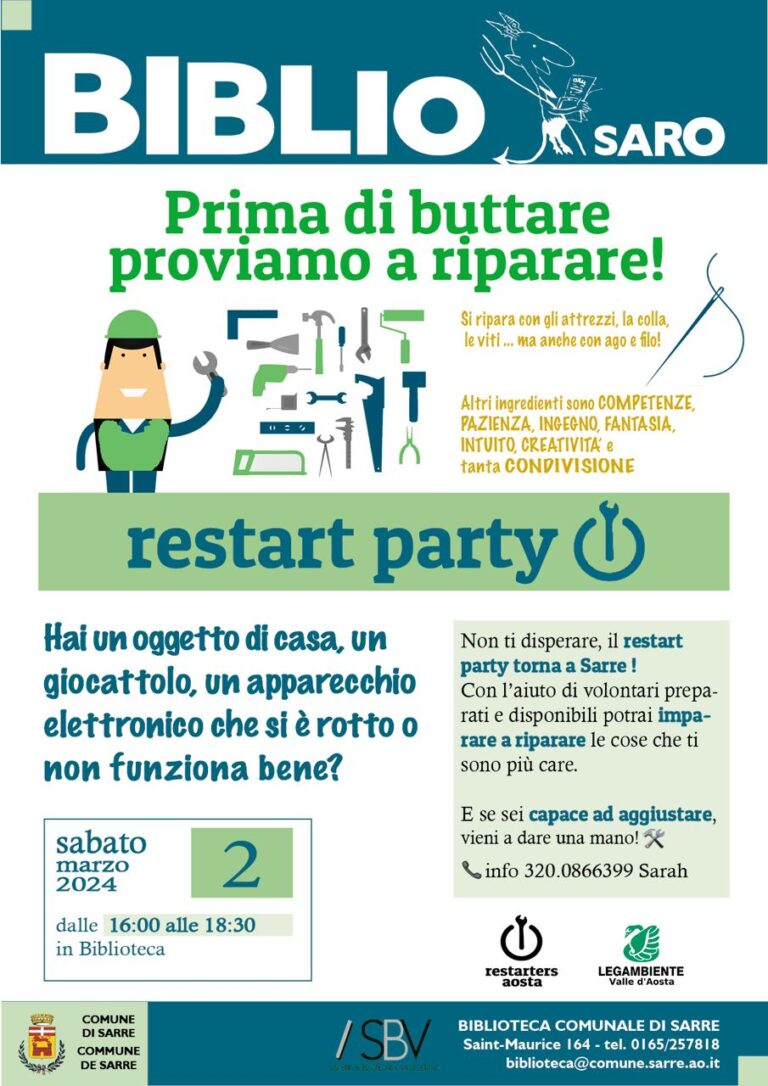 Restart Party a Sarre: riparare prima di buttare!