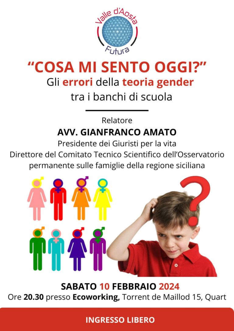 Valle d'Aosta futura: no ad approcci ideologici sulla teoria gender