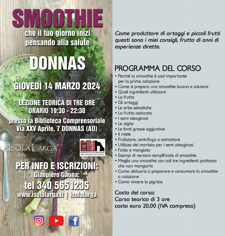 Corso smoothie a Donnas: come prepararlo per colazione
