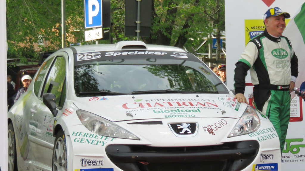 Fulvio Maria Calvetti e la sua Peugeot 207 S2000, unica in gara nella sua categoria al 45° Rally Valle d'Aosta