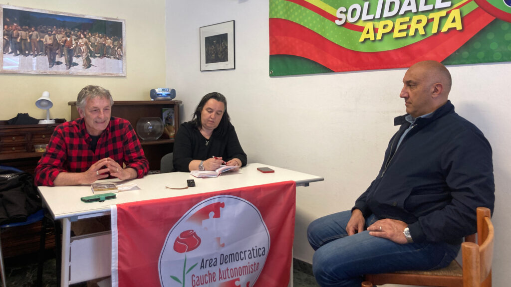 Raimondo Donzel, la consigliera regionale Erika Guichardaz ed il consigliere comunale di Aosta Diego Foti