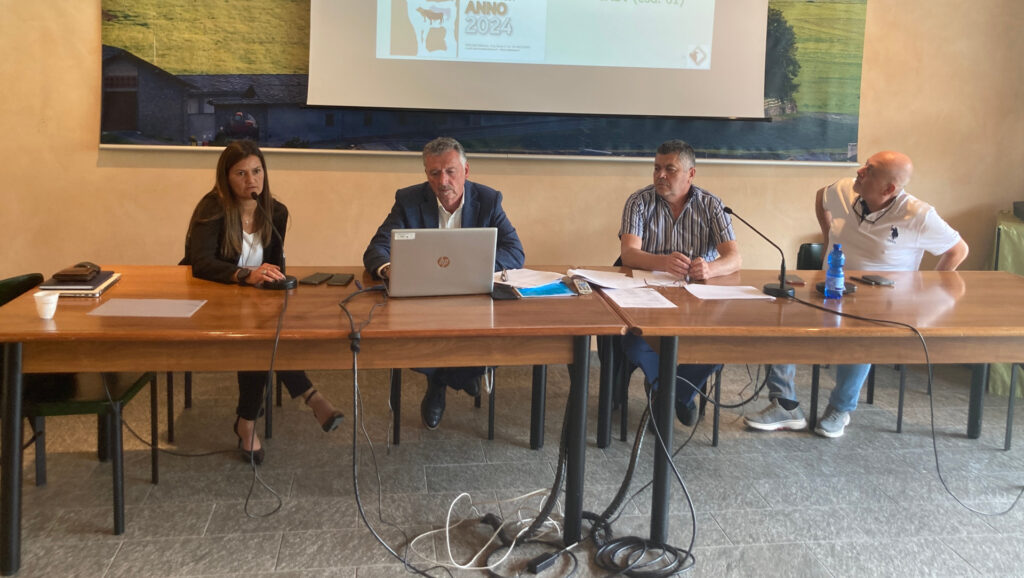 Enrica Muraro, capo del servizio veterinario regionale, Mario Vevey e Edy Bianquin, direttore e presidente Anaborava e Agostino Casapullo del Ministero delle politiche agricole
