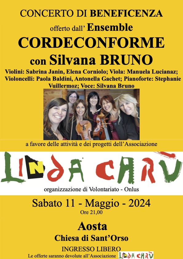 Concerto dell’Ensemble Cordeconforme per sostenere Lindacarù