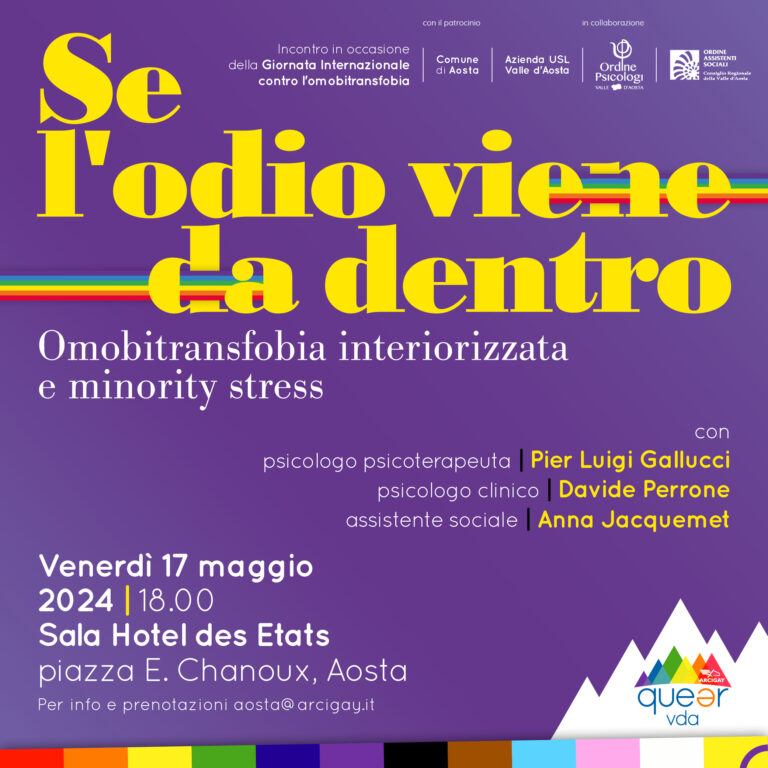 Arcigay Vda: Una serata di sensibilizzazione contro l’omobitransfobia