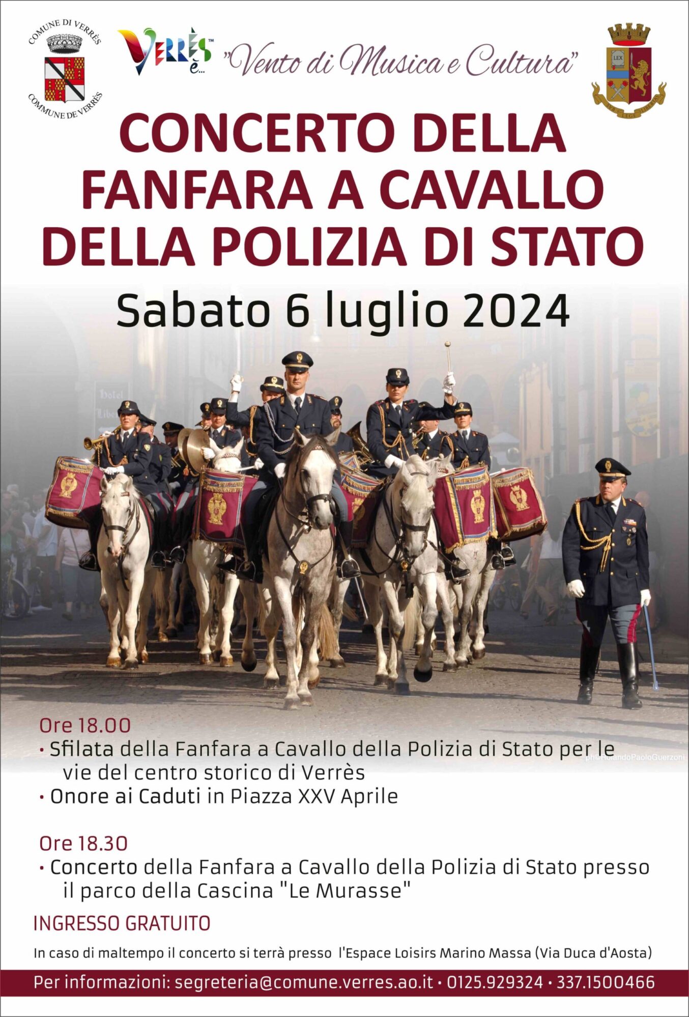 Concerto della Fanfara a cavallo della Polizia di Stato a Verrès
