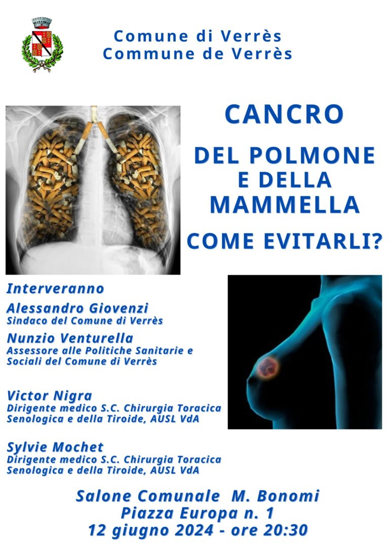 Verrès: un incontro sulla prevenzione del cancro al polmone e alla mammella