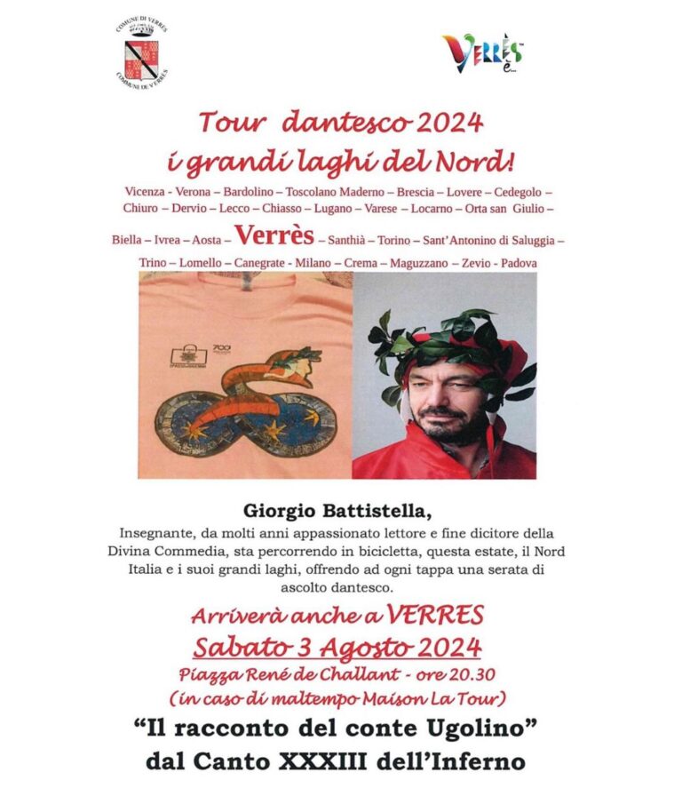 Tour Dantesco 2024: a Verrès una serata dedicata alla Divina Commedia