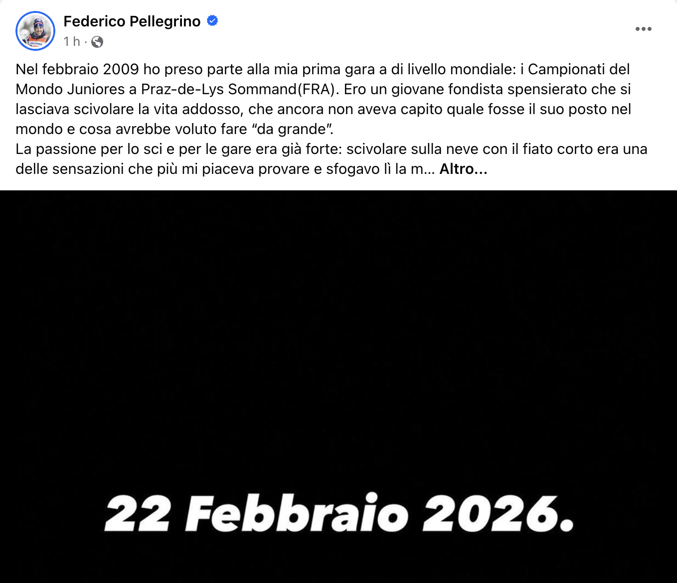 Federico Pellegrino lascia l\'attività agonistica... nel 2026