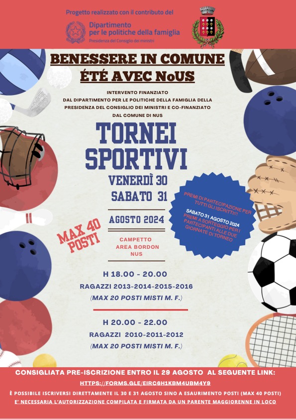 Locandina tornei sportivi