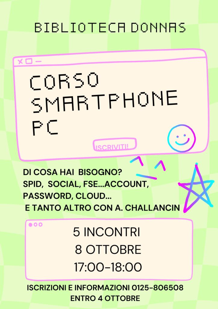 Locandina corso smartphone e Pc