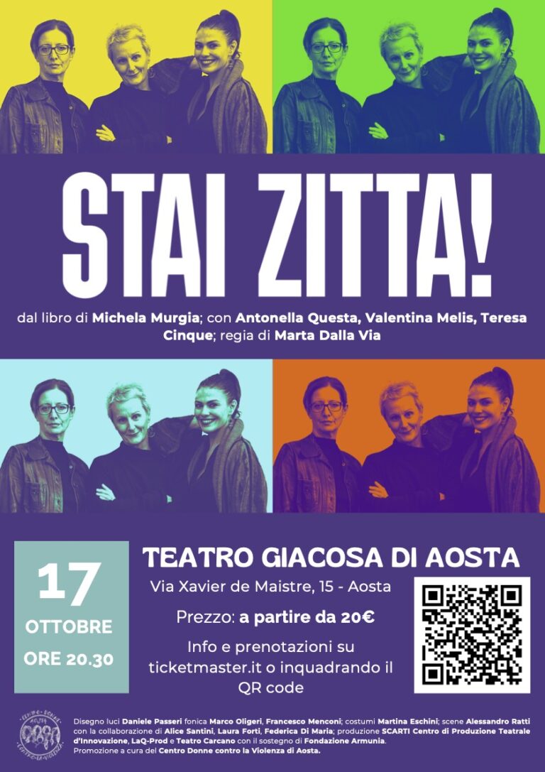 Stai zitta! La pièce teatrale di Michela Murgia in scena ad Aosta