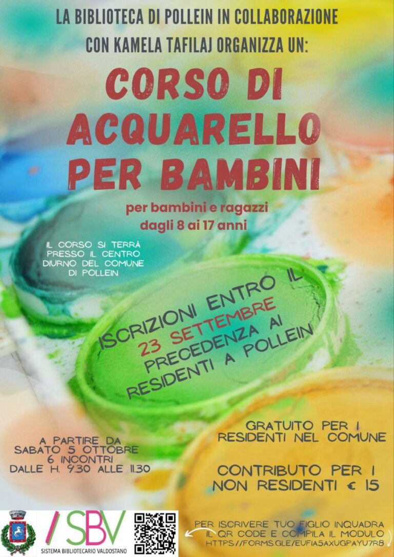 Corso di acquarello per bambini e ragazzi a Pollein