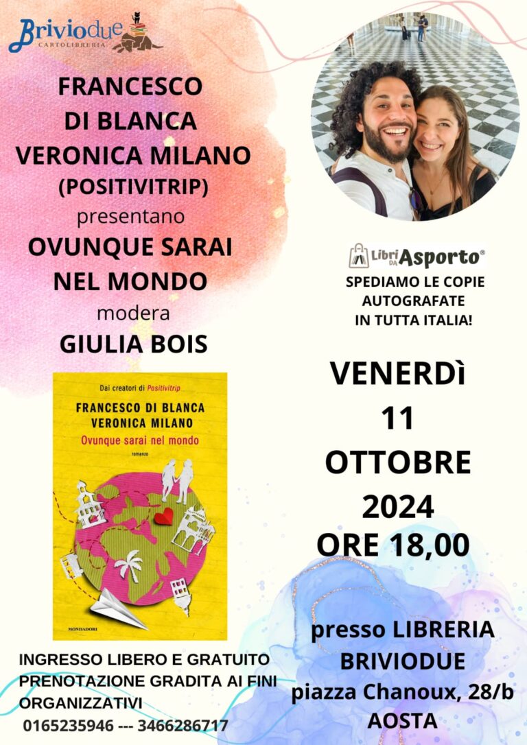 Francesco Di Blanca e Veronica Milano presentano il libro: Ovunque sarai nel mondo